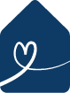 Logo with a house and a heart in the center.